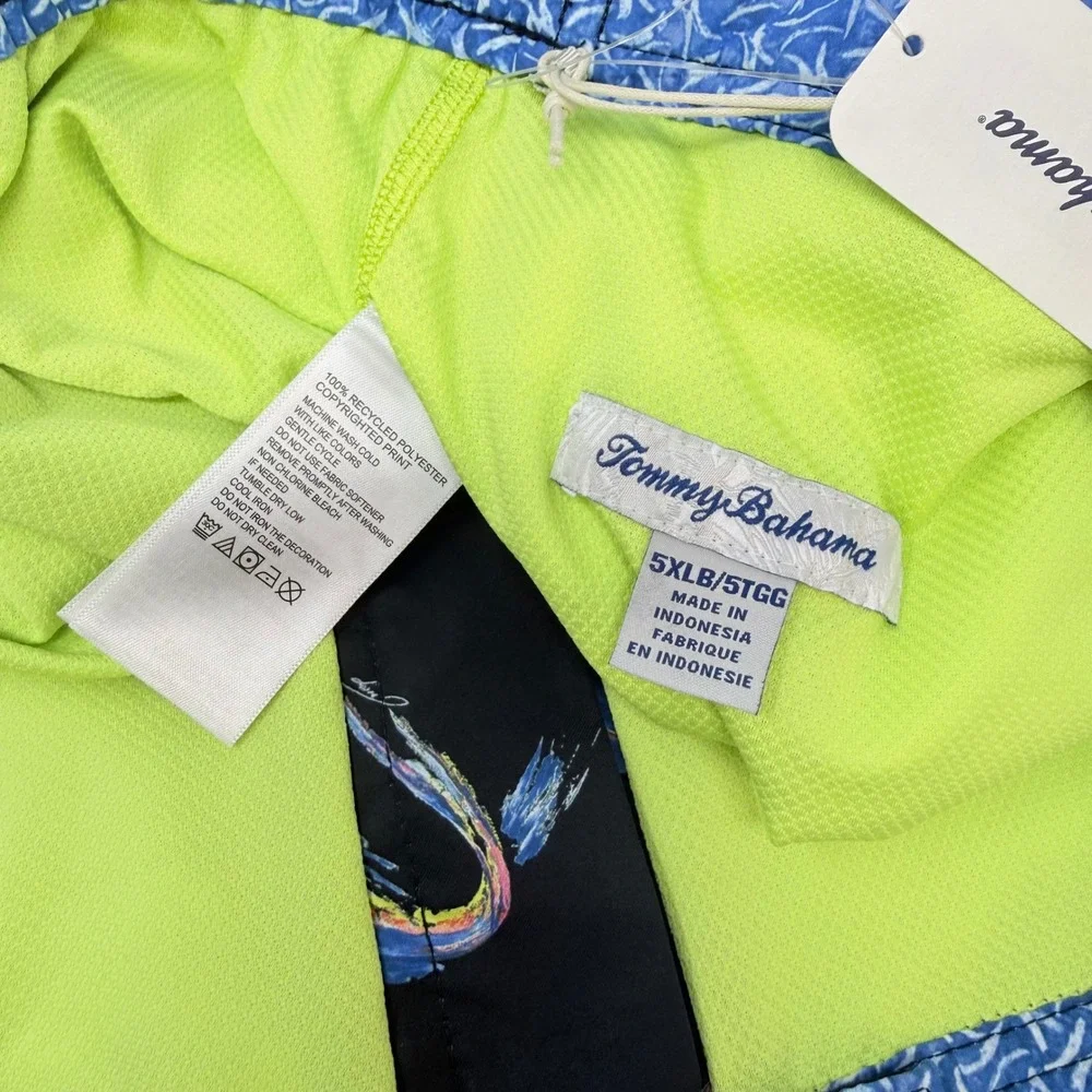 Tommy Bahama Mens 5XLB Baja Marlin Splash Artist Series Swim Trunks Black NEW